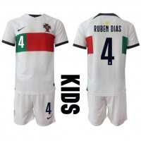 Fotbalové Dres Portugalsko Ruben Dias #4 Dětské Venkovní MS 2022 Krátký Rukáv (+ trenýrky)